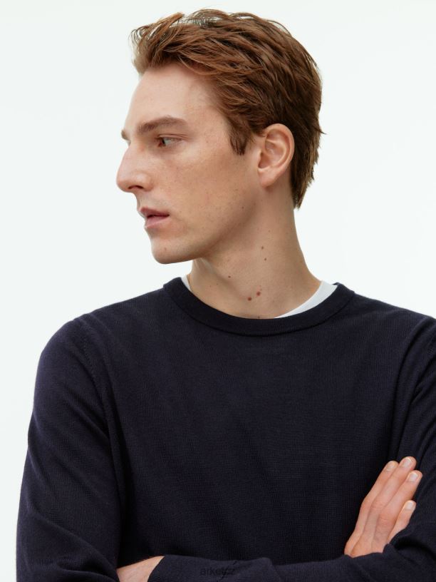 muži ARKET merino svetr z jemného úpletu oblečení tmavě modrá J8R2D1195