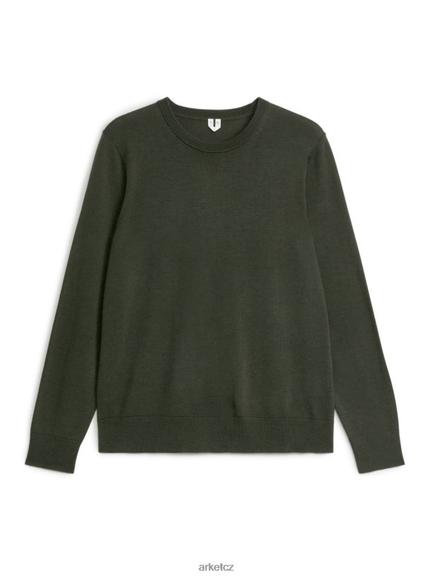 muži ARKET merino svetr z jemného úpletu oblečení tmavozelený J8R2D1176