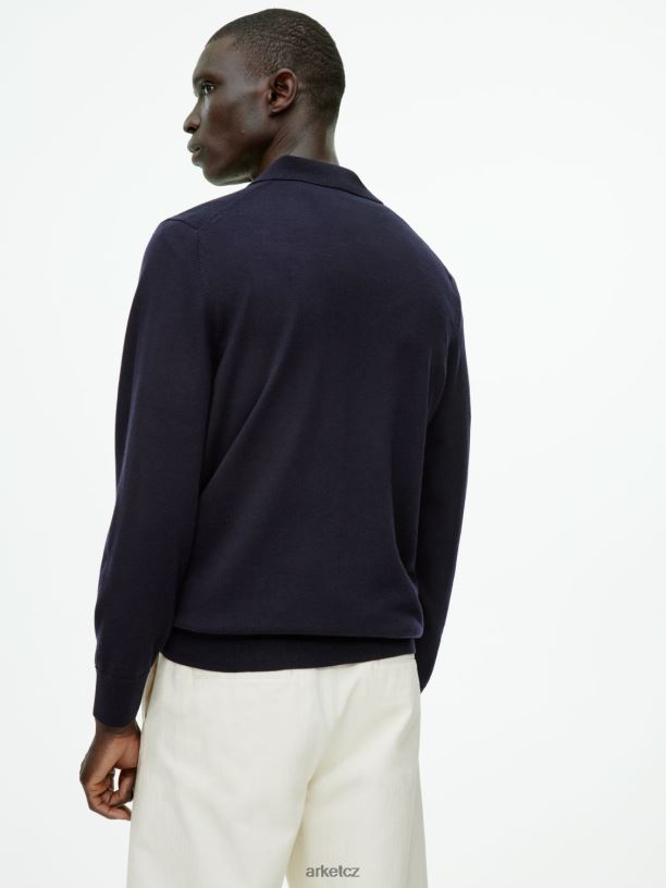 muži ARKET svetr merino polo oblečení tmavě modrá J8R2D1051