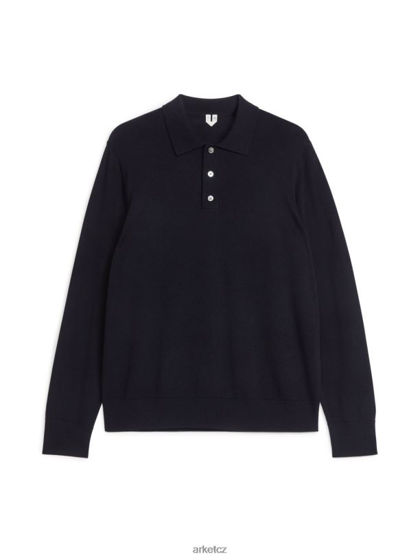 muži ARKET svetr merino polo oblečení tmavě modrá J8R2D1051