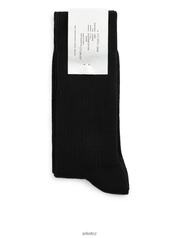 muži ARKET bavlněné žebrované ponožky supima oblečení Černá J8R2D1241