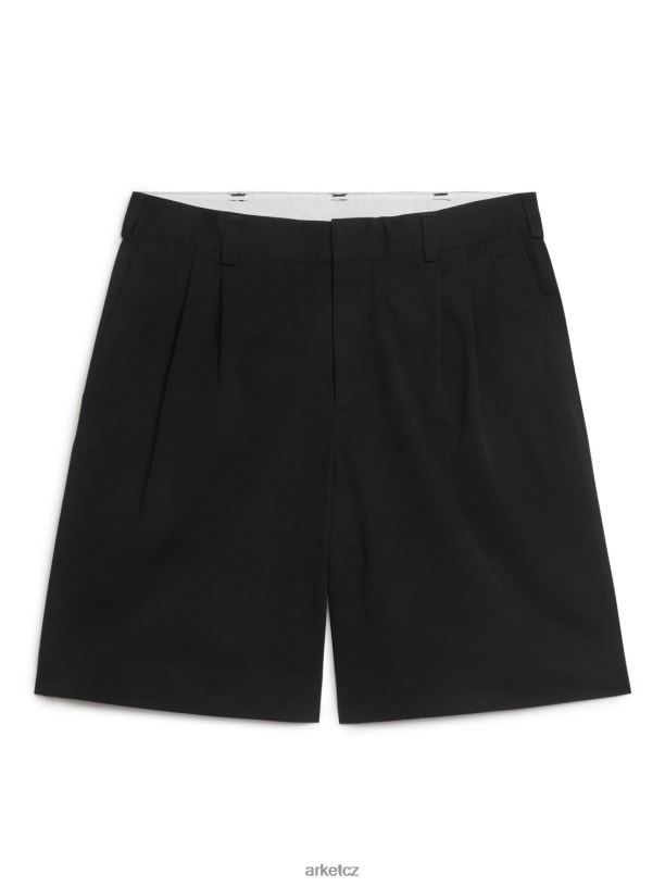 muži ARKET bavlněné šortky se širokými nohavicemi oblečení Černá J8R2D1111