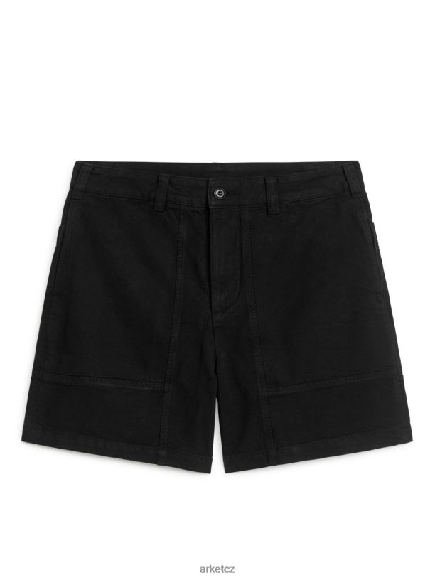 muži ARKET bavlněné užitkové šortky oblečení Černá J8R2D1133