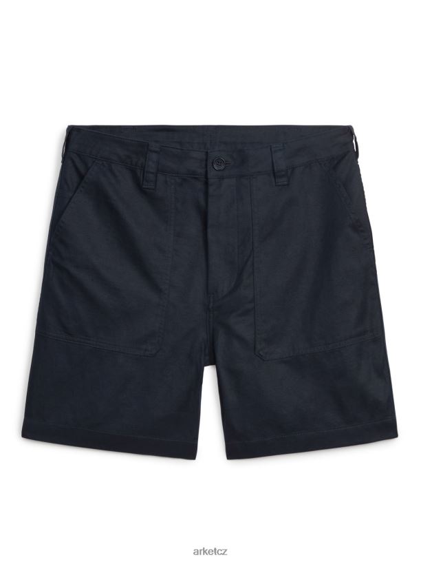 muži ARKET užitkové šortky z bavlněného lnu oblečení tmavě modrá J8R2D1123