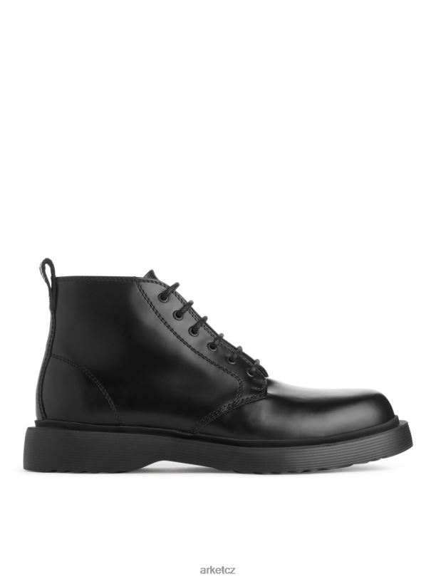muži ARKET šněrovací kožené boty obuv Černá J8R2D1277