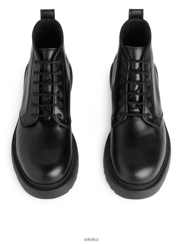 muži ARKET šněrovací kožené boty obuv Černá J8R2D1277