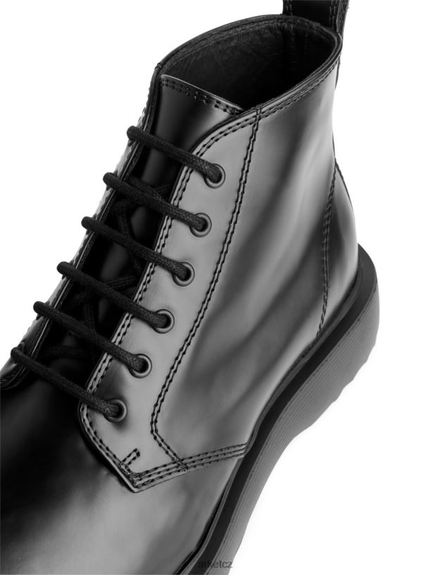 muži ARKET šněrovací kožené boty obuv Černá J8R2D1277