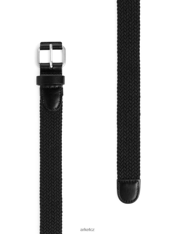 muži ARKET pletený kožený lemovaný pásek Příslušenství Černá J8R2D1332