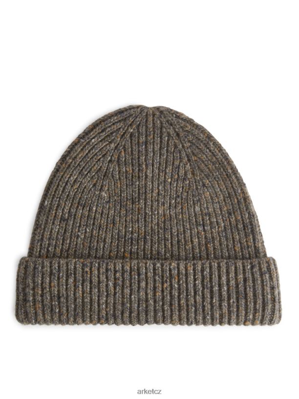 muži ARKET vlněná čepice z žebrovaného úpletu Příslušenství hnědá/neps J8R2D1309