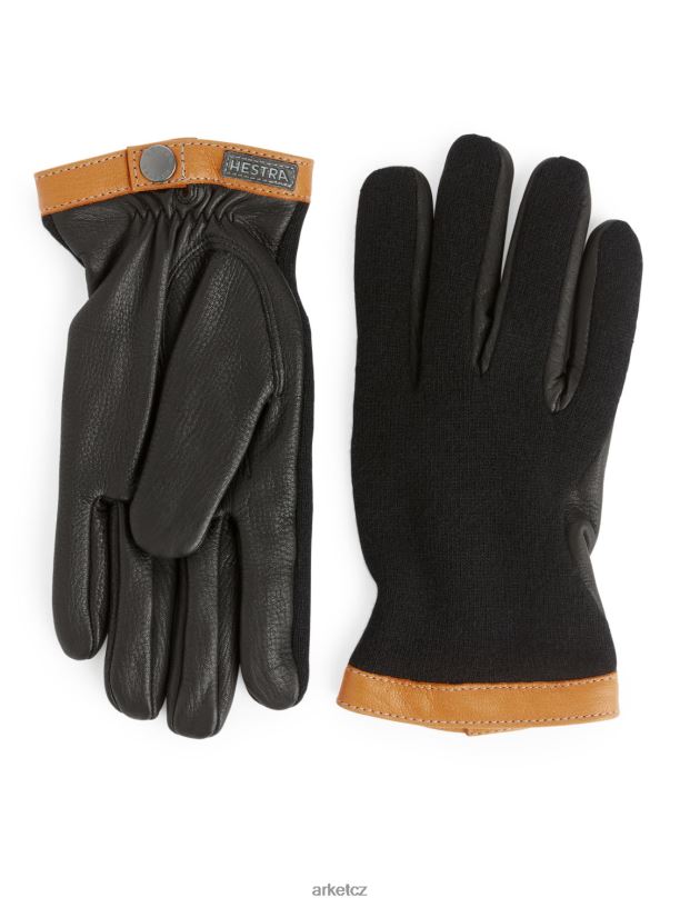 muži ARKET hestra trikotové rukavice z jelenice Příslušenství černá/béžová J8R2D1323
