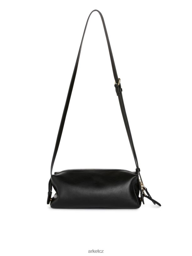 unisex ARKET boxy crossbody kožená kabelka tašky Černá J8R2D744