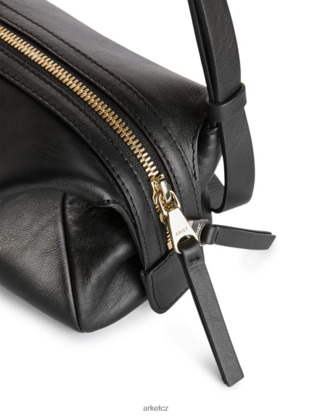 unisex ARKET boxy crossbody kožená kabelka tašky Černá J8R2D744