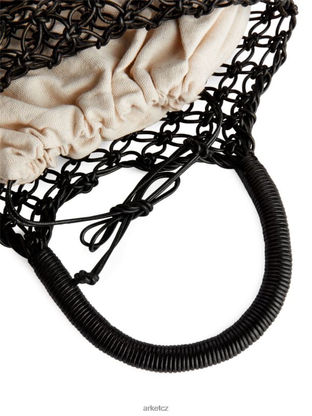 unisex ARKET kožená taška makramé tašky Černá J8R2D760