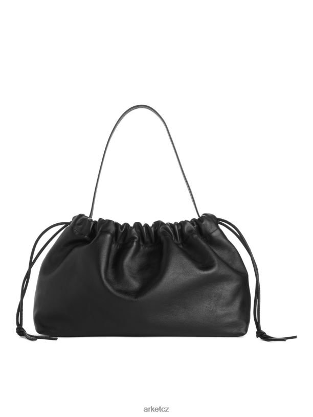 unisex ARKET nabíraný kožený váček tašky Černá J8R2D769