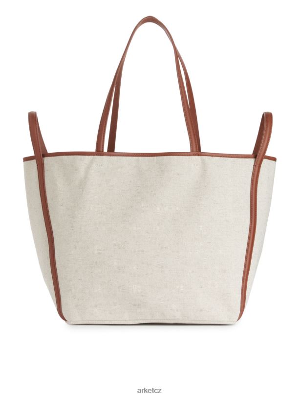 unisex ARKET plátěná taška s detaily z kůže tašky špinavě bílá/koňaková J8R2D750