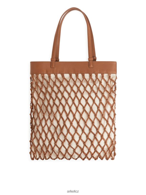 unisex ARKET pletená kožená taška tašky hnědá/bílá J8R2D771