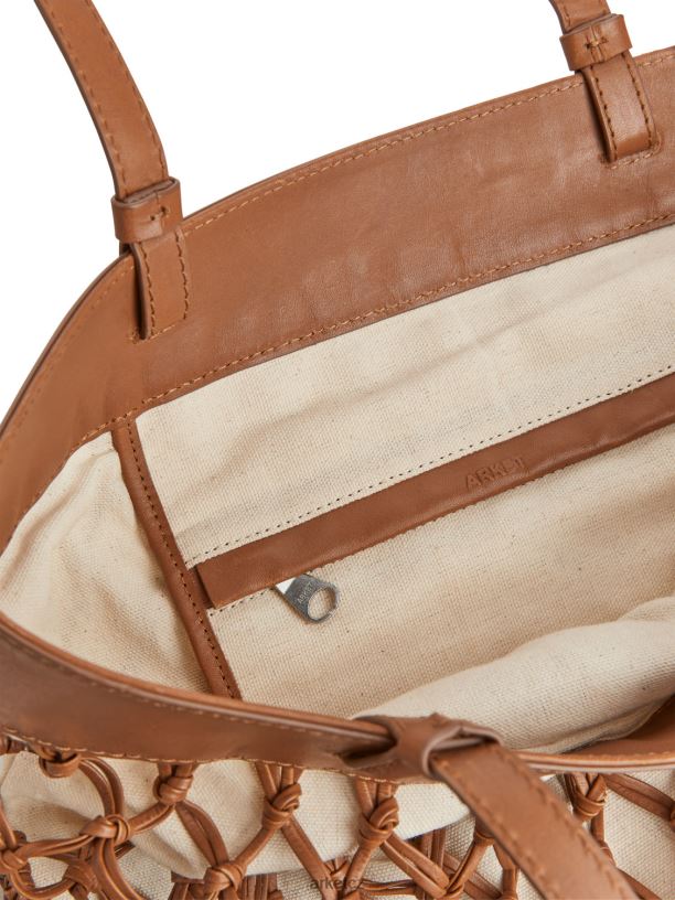 unisex ARKET pletená kožená taška tašky hnědá/bílá J8R2D771