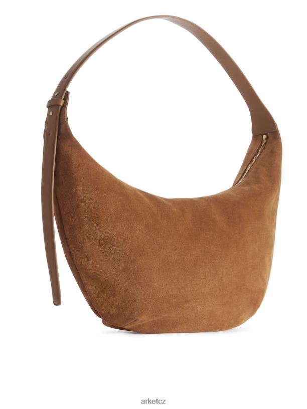 unisex ARKET zakřivená semišová taška tašky karamelově hnědá J8R2D763