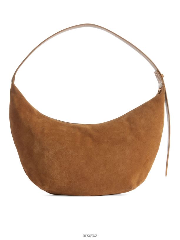 unisex ARKET zakřivená semišová taška tašky karamelově hnědá J8R2D763