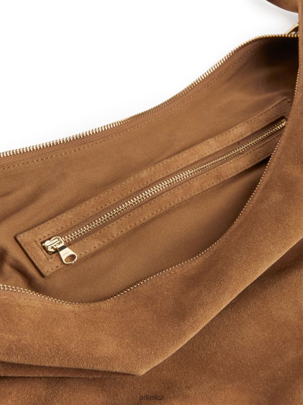 unisex ARKET zakřivená semišová taška tašky karamelově hnědá J8R2D763