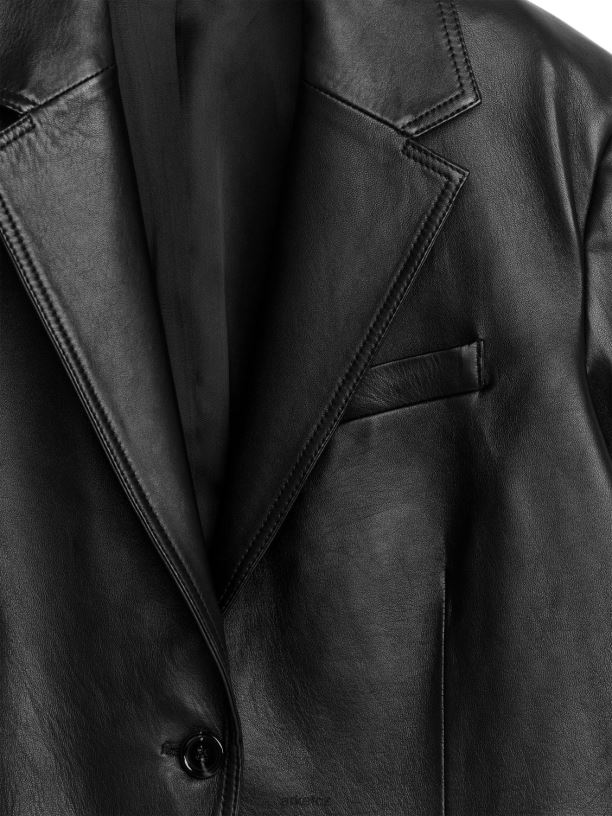 ženy ARKET oversized kožené sako oblečení Černá J8R2D497