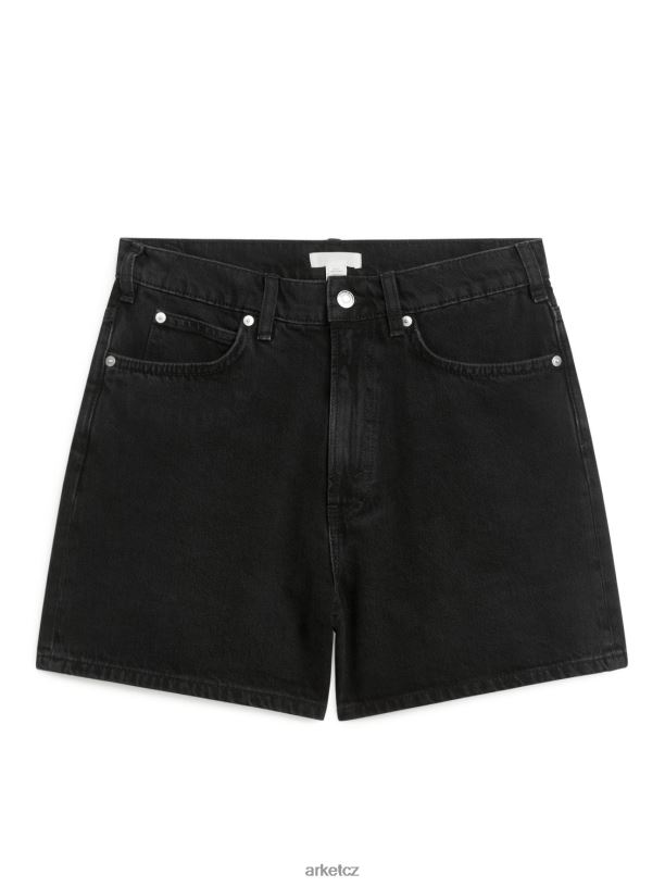 ženy ARKET džínové šortky s vysokým pasem oblečení Černá J8R2D153
