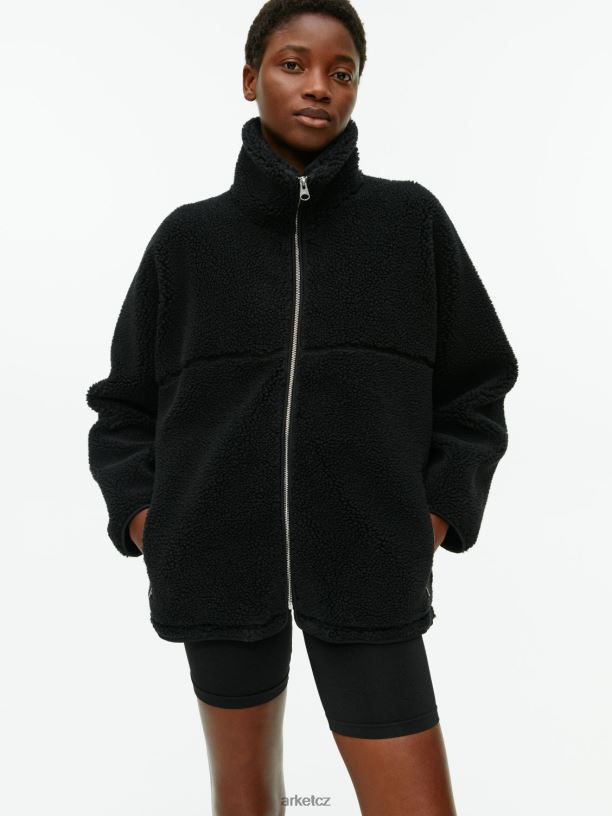 ženy ARKET bunda s vysokým vlasem oblečení Černá J8R2D483