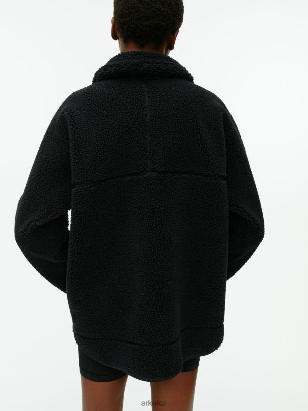 ženy ARKET bunda s vysokým vlasem oblečení Černá J8R2D483