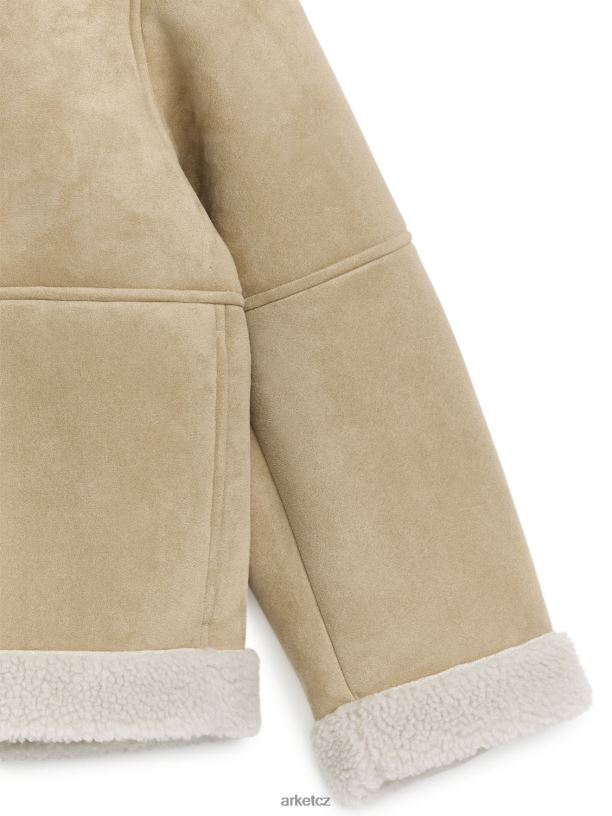 ženy ARKET bunda z moleskin z umělé kožešiny oblečení béžový J8R2D472