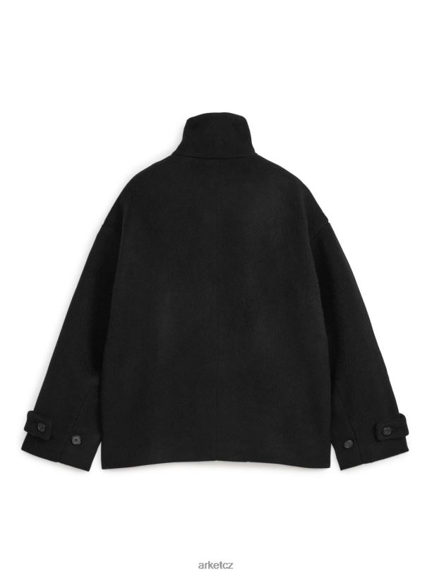 ženy ARKET chlupatá bunda ze směsi vlny oblečení Černá J8R2D479