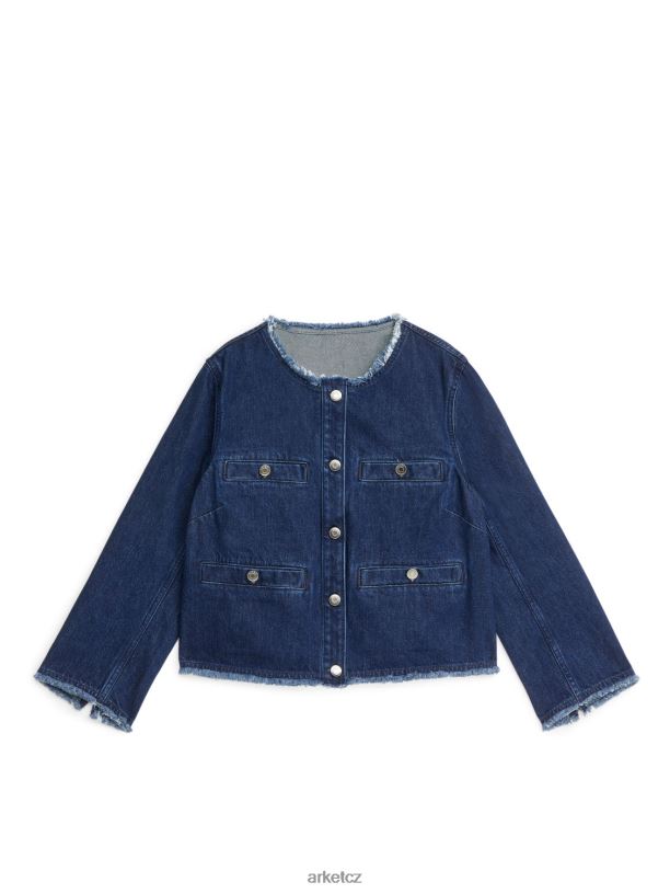 ženy ARKET džínová bunda bez límce oblečení středně modrá J8R2D468