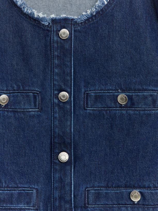 ženy ARKET džínová bunda bez límce oblečení středně modrá J8R2D468