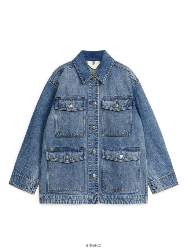 ženy ARKET džínová bunda oblečení vyprané modře J8R2D451