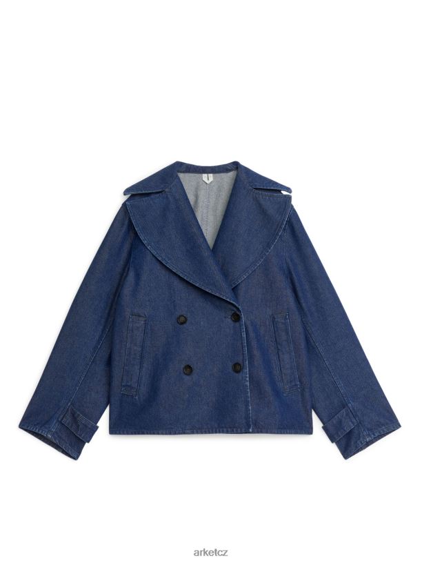 ženy ARKET dvouřadá džínová bunda oblečení tmavě modrá J8R2D466