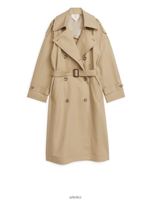 ženy ARKET plátěný bavlněný trenčkot oblečení béžový J8R2D460