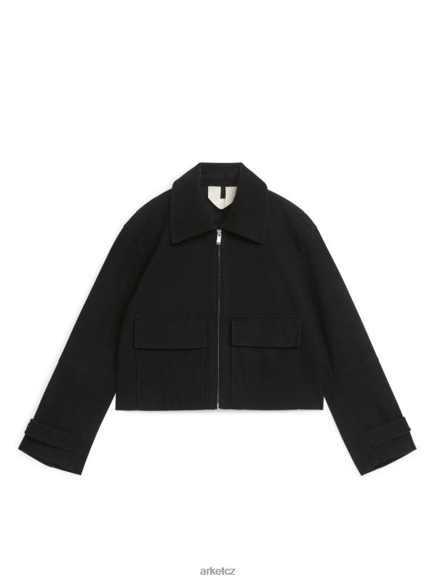 ženy ARKET plátěná bunda na zip oblečení Černá J8R2D464