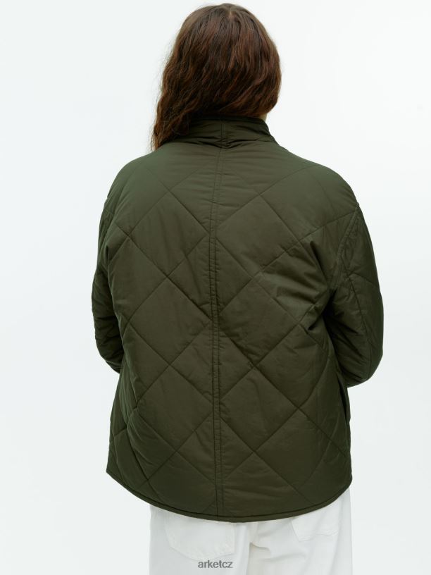 ženy ARKET prošívaná bunda s šálovým límečkem oblečení tmavě kahki zelená J8R2D450