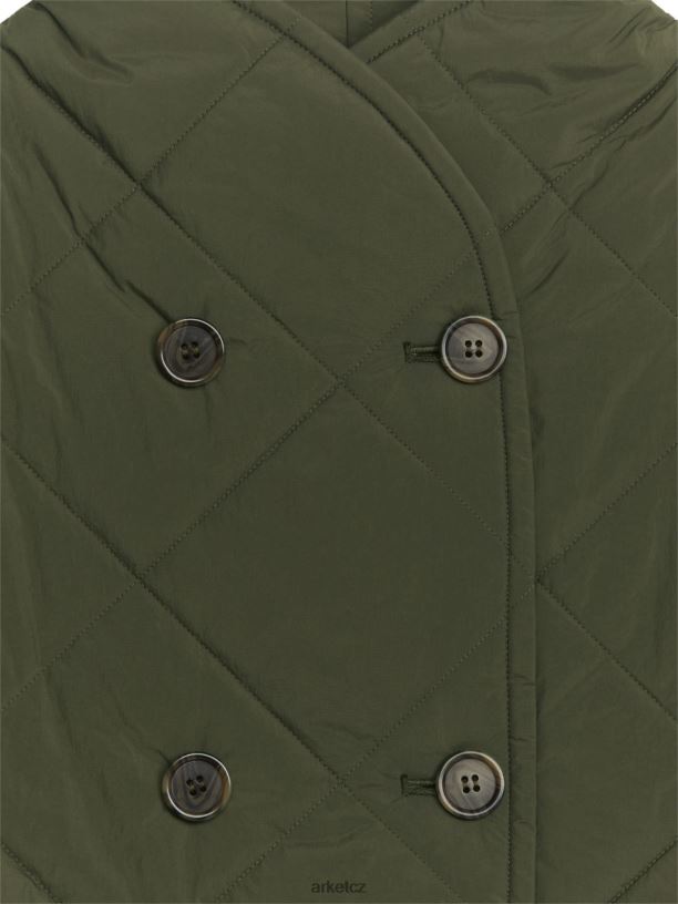 ženy ARKET prošívaná bunda s šálovým límečkem oblečení tmavě kahki zelená J8R2D450