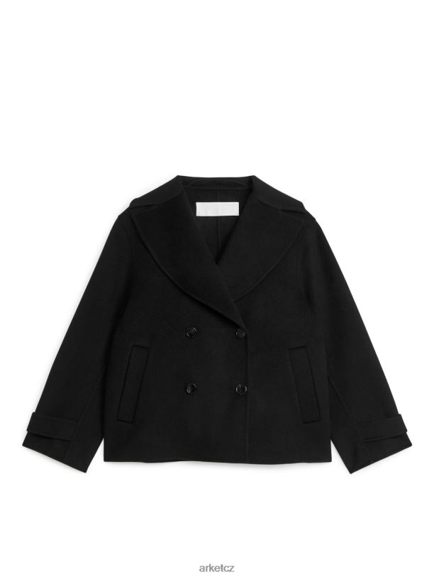 ženy ARKET vlněný hráškový kabát oblečení Černá J8R2D457