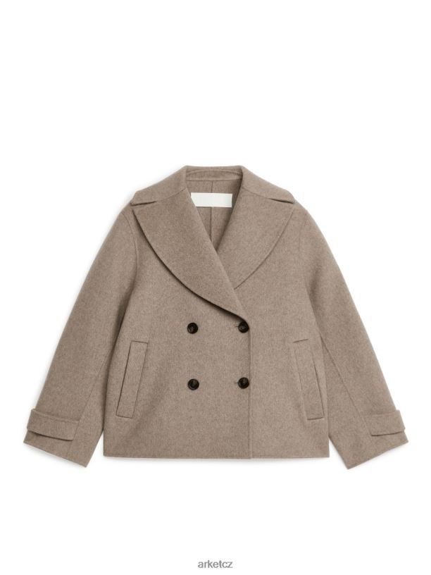 ženy ARKET vlněný hráškový kabát oblečení tmavě béžová J8R2D461