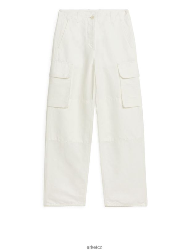 ženy ARKET cargo kalhoty ze směsi plátna oblečení bílý J8R2D173