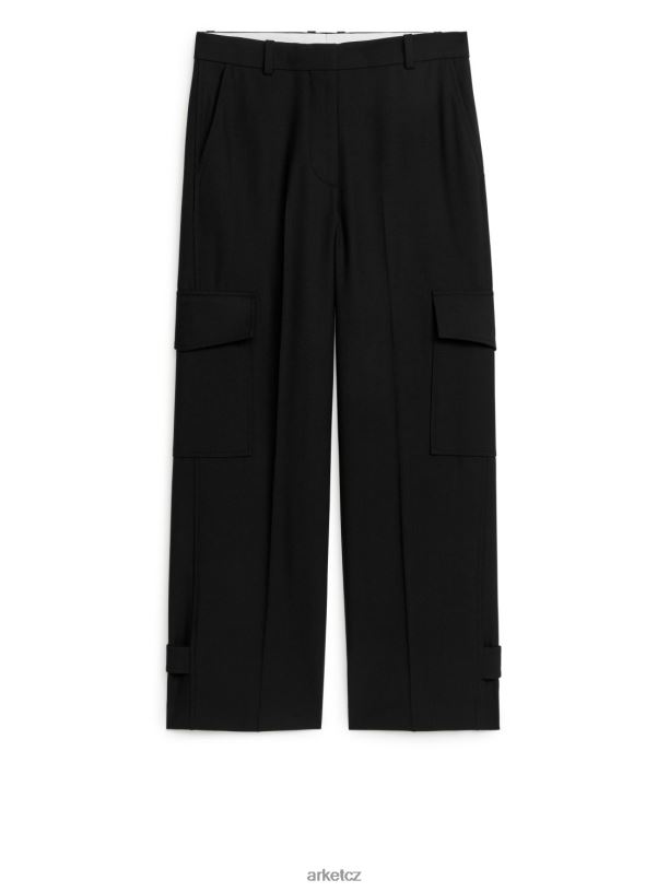 ženy ARKET cargo kalhoty ze směsi vlny oblečení Černá J8R2D213