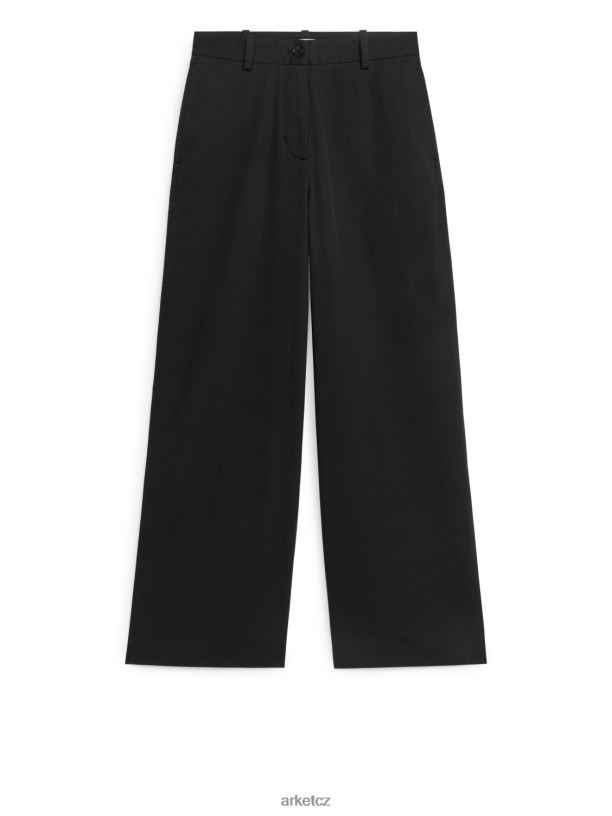 ženy ARKET široké elastické chinos kalhoty oblečení Černá J8R2D196