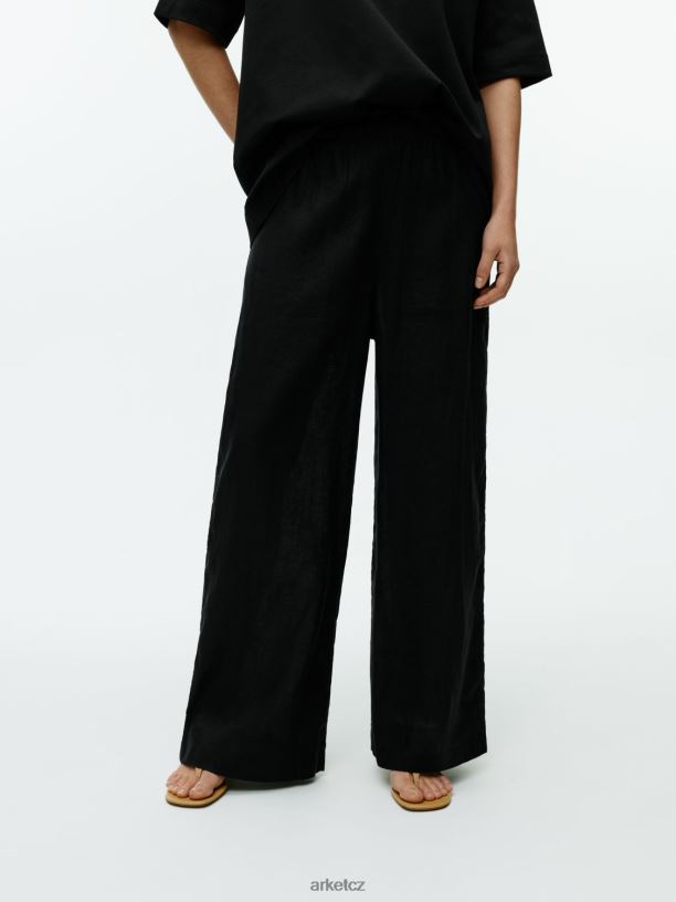 ženy ARKET široké plátěné kalhoty oblečení Černá J8R2D169