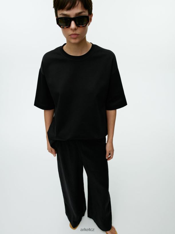 ženy ARKET široké plátěné kalhoty oblečení Černá J8R2D169