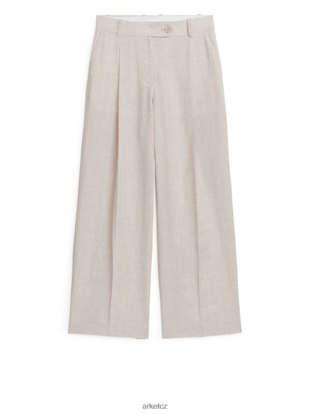 ženy ARKET široké plátěné kalhoty oblečení světle béžová J8R2D194