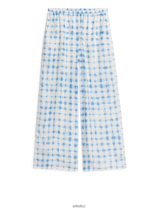 ženy ARKET široké saténové kalhoty oblečení bílá/modrá J8R2D181