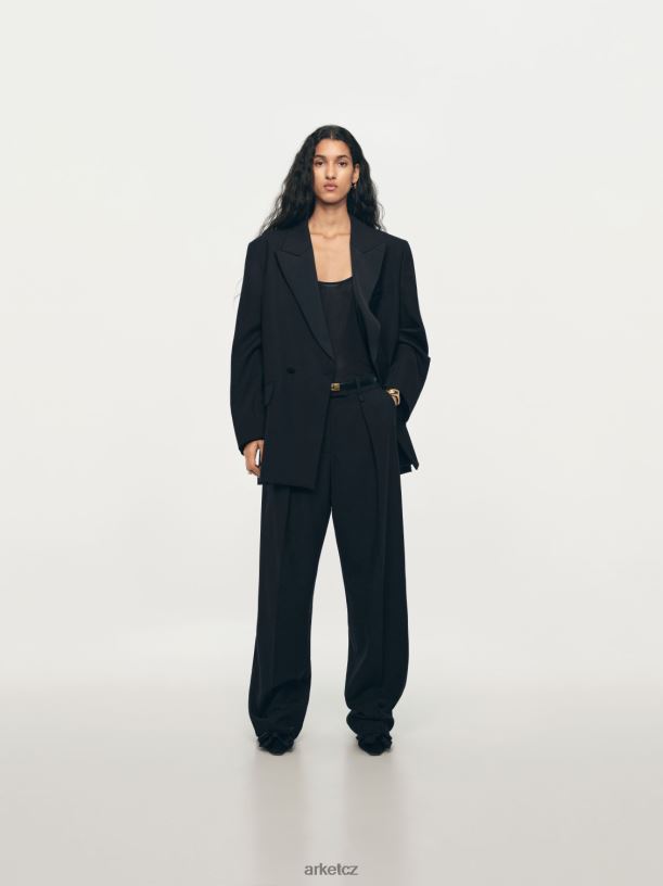 ženy ARKET keprové kalhoty ze směsi vlny oblečení Černá J8R2D208