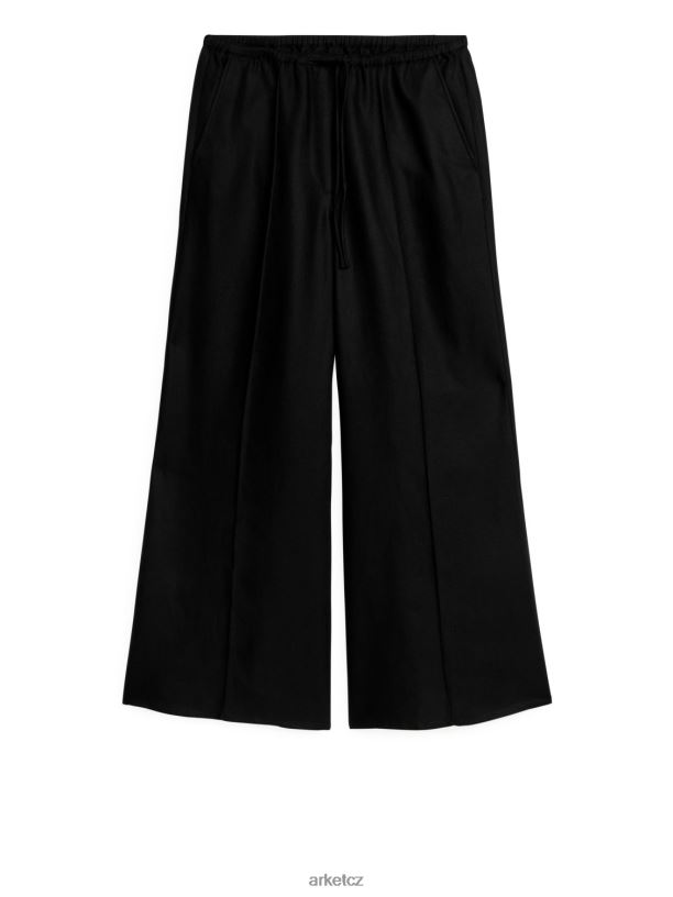 ženy ARKET kick flare stahovací kalhoty oblečení Černá J8R2D180