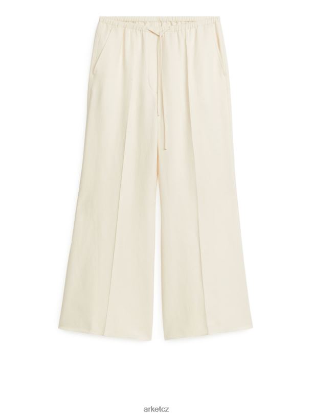 ženy ARKET kick flare stahovací kalhoty oblečení špinavě bílé J8R2D179